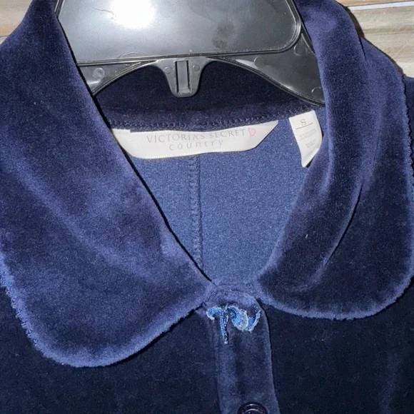Vintage Victorias Secret Country Small- Blue Velvet Pajamas jumpsuit - Picture 3 of 5